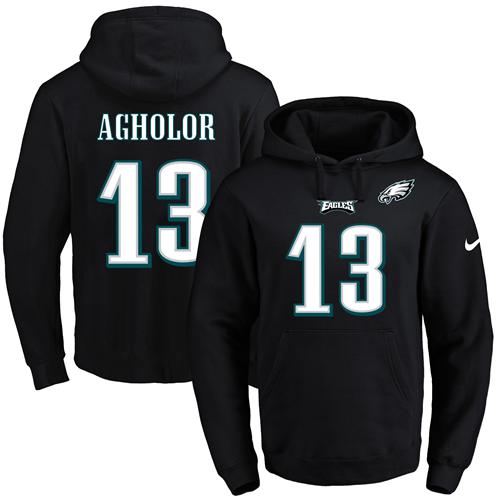 Nike Eagles #13 Nelson Agholor Black Name & Number Pullover NFL Hoodie