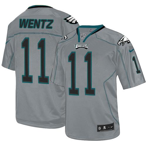 Nike Eagles #11 Carson Wentz Lights Out Grey Men's Stitched NFL Elite Jersey