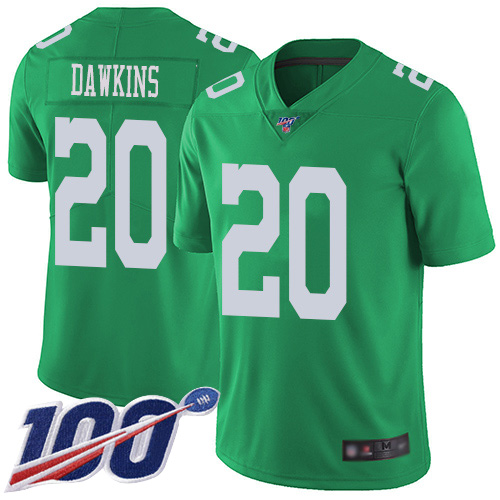 Eagles #20 Brian Dawkins Green Men's Stitched Football Limited Rush 100th Season Jersey