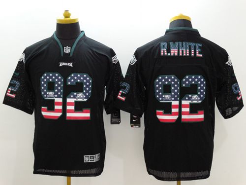 Nike Eagles #92 Reggie White Black Men's Stitched NFL Elite USA Flag Fashion Jersey