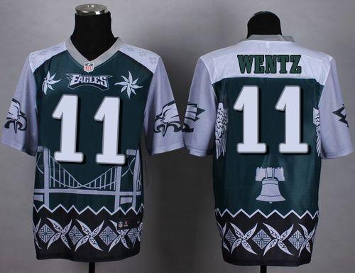 Nike Eagles #11 Carson Wentz Midnight Green Men's Stitched NFL Elite Noble Fashion Jersey