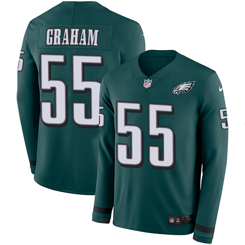 Nike Eagles #55 Brandon Graham Midnight Green Team Color Men's Stitched NFL Limited Therma Long Sleeve Jersey