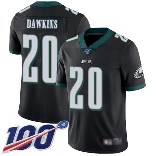 Eagles #20 Brian Dawkins Black Alternate Men's Stitched Football 100th Season Vapor Limited Jersey