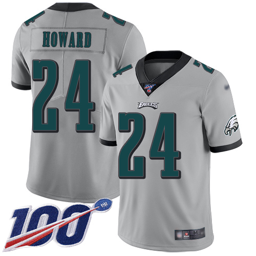 Eagles #24 Jordan Howard Silver Men's Stitched Football Limited Inverted Legend 100th Season Jersey