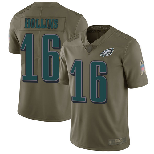 Eagles #16 Mack Hollins Olive Men's Stitched Football Limited 2017 Salute To Service Jersey - Click Image to Close