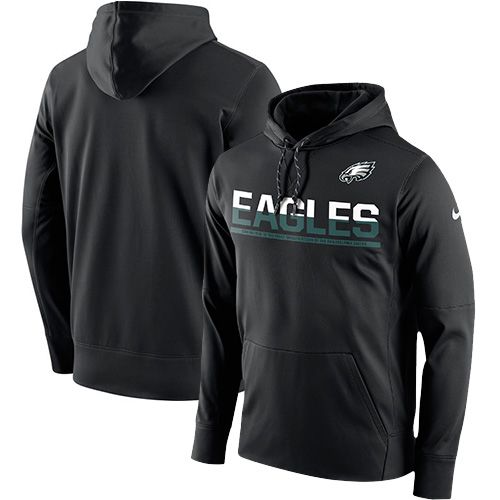 Men's Philadelphia Eagles Nike Black Sideline Circuit Pullover Performance Hoodie