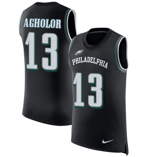 Nike Eagles #13 Nelson Agholor Black Alternate Men's Stitched NFL Limited Rush Tank Top Jersey - Click Image to Close