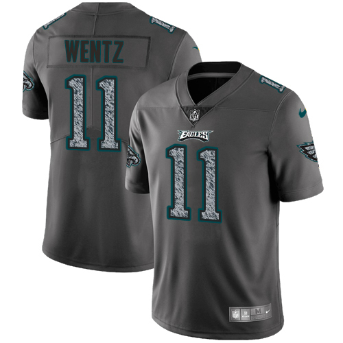 Nike Eagles #11 Carson Wentz Gray Static Men's Stitched NFL Vapor Untouchable Limited Jersey