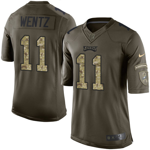 Nike Eagles #11 Carson Wentz Green Men's Stitched NFL Limited 2015 Salute To Service Jersey