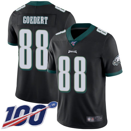 Eagles #88 Dallas Goedert Black Alternate Men's Stitched Football 100th Season Vapor Limited Jersey