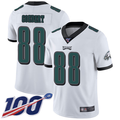 Eagles #88 Dallas Goedert White Men's Stitched Football 100th Season Vapor Limited Jersey