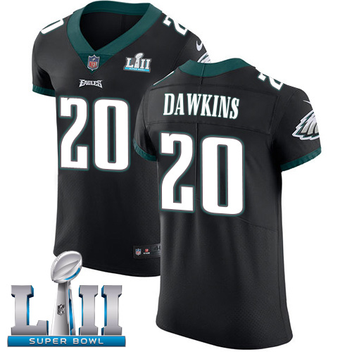 Nike Eagles #20 Brian Dawkins Black Alternate Super Bowl LII Men's Stitched NFL Vapor Untouchable Elite Jersey