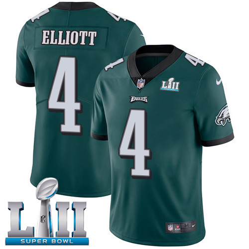 Nike Eagles #4 Jake Elliott Midnight Green Team Color Super Bowl LII Men's Stitched NFL Vapor Untouchable Limited Jersey - Click Image to Close