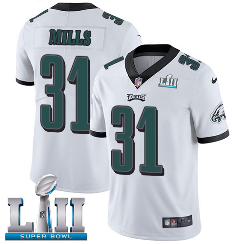 Nike Eagles #31 Jalen Mills White Super Bowl LII Men's Stitched NFL Vapor Untouchable Limited Jersey