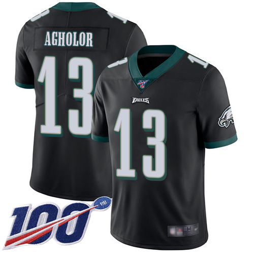 Eagles #13 Nelson Agholor Black Alternate Men's Stitched Football 100th Season Vapor Limited Jersey