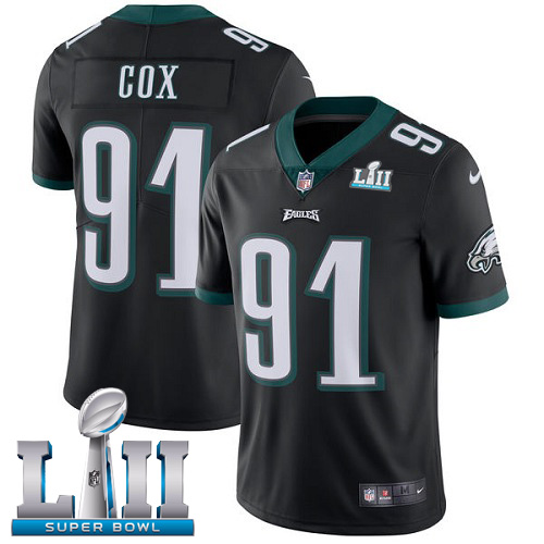 Nike Eagles #91 Fletcher Cox Black Alternate Super Bowl LII Men's Stitched NFL Vapor Untouchable Limited Jersey