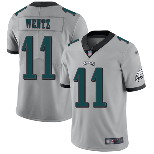 Eagles #11 Carson Wentz Silver Men's Stitched Football Limited Inverted Legend Jersey