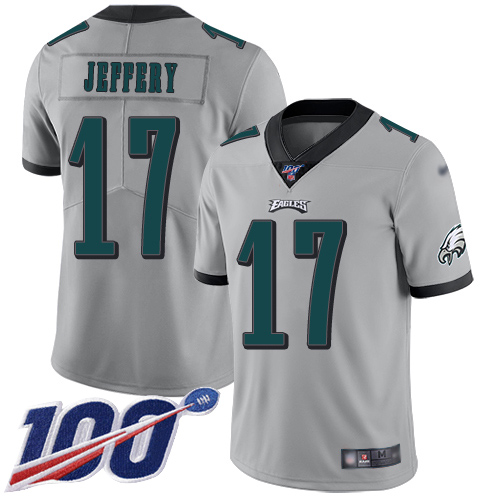 Eagles #17 Alshon Jeffery Silver Men's Stitched Football Limited Inverted Legend 100th Season Jersey