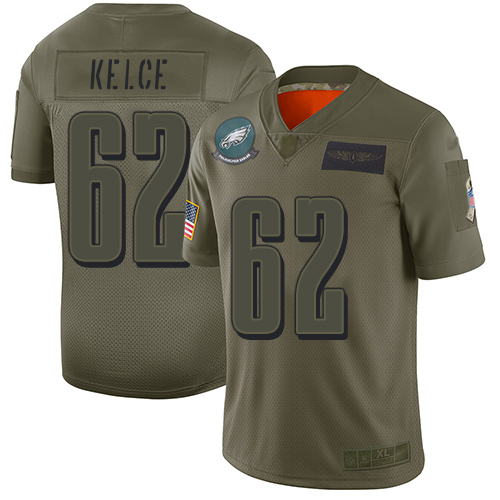 Eagles #62 Jason Kelce Camo Men's Stitched Football Limited 2019 Salute To Service Jersey - Click Image to Close