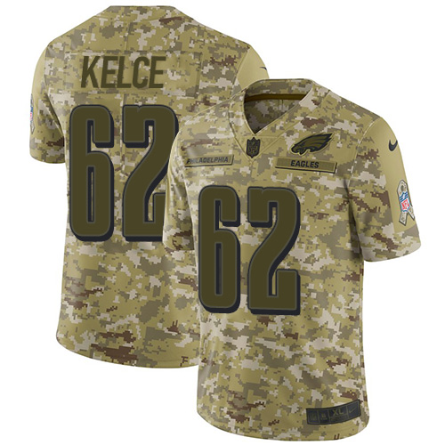 Nike Eagles #62 Jason Kelce Camo Men's Stitched NFL Limited 2018 Salute To Service Jersey