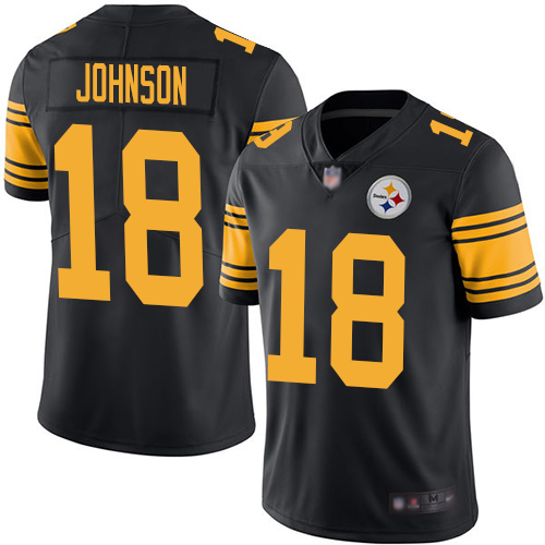 Steelers #18 Diontae Johnson Black Men's Stitched Football Limited Rush Jersey - Click Image to Close