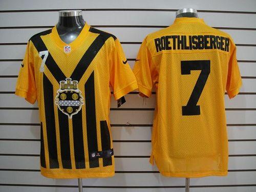 Nike Steelers #7 Ben Roethlisberger Gold 1933s Throwback Men's Embroidered NFL Elite Jersey