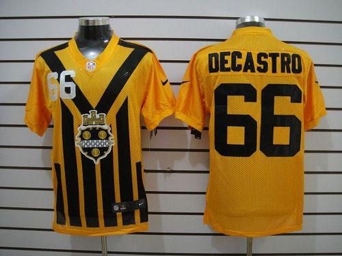 Nike Steelers #66 David DeCastro Gold 1933s Throwback Men's Stitched NFL Elite Jersey