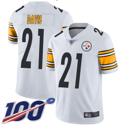 Steelers #21 Sean Davis White Men's Stitched Football 100th Season Vapor Limited Jersey