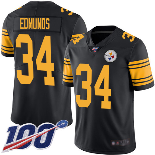 Steelers #34 Terrell Edmunds Black Men's Stitched Football Limited Rush 100th Season Jersey - Click Image to Close