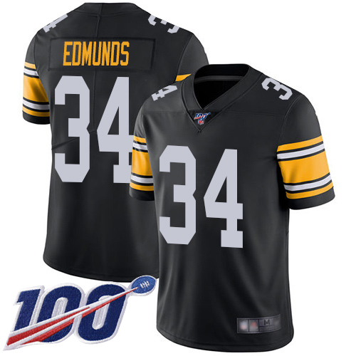 Steelers #34 Terrell Edmunds Black Alternate Men's Stitched Football 100th Season Vapor Limited Jersey - Click Image to Close