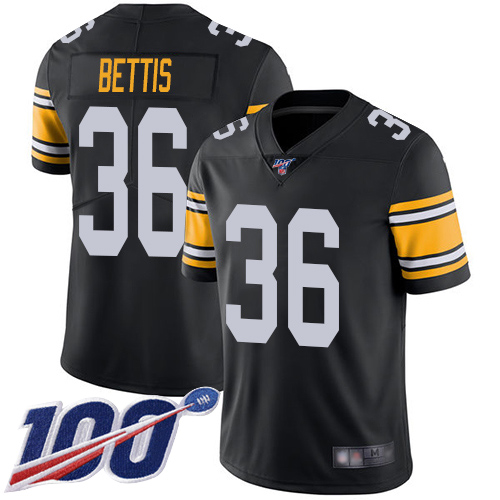 Steelers #36 Jerome Bettis Black Alternate Men's Stitched Football 100th Season Vapor Limited Jersey - Click Image to Close