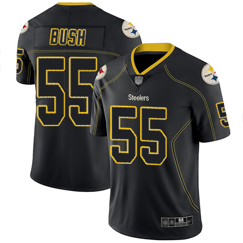 Steelers #55 Devin Bush Lights Out Black Men's Stitched Football Limited Rush Jersey - Click Image to Close