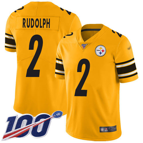 Steelers #2 Mason Rudolph Gold Men's Stitched Football Limited Inverted Legend 100th Season Jersey - Click Image to Close