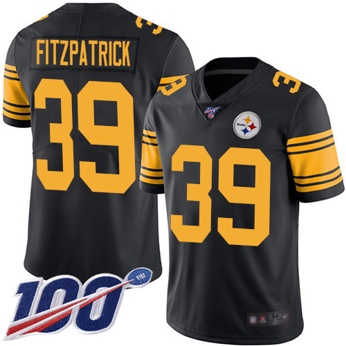 Steelers #39 Minkah Fitzpatrick Black Men's Stitched Football Limited Rush 100th Season Jersey - Click Image to Close