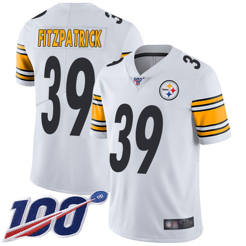 Steelers #39 Minkah Fitzpatrick White Men's Stitched Football 100th Season Vapor Limited Jersey - Click Image to Close