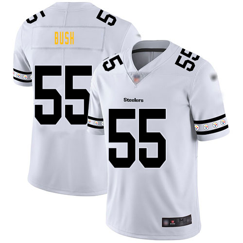 Steelers #55 Devin Bush White Men's Stitched Football Limited Team Logo Fashion Jersey - Click Image to Close