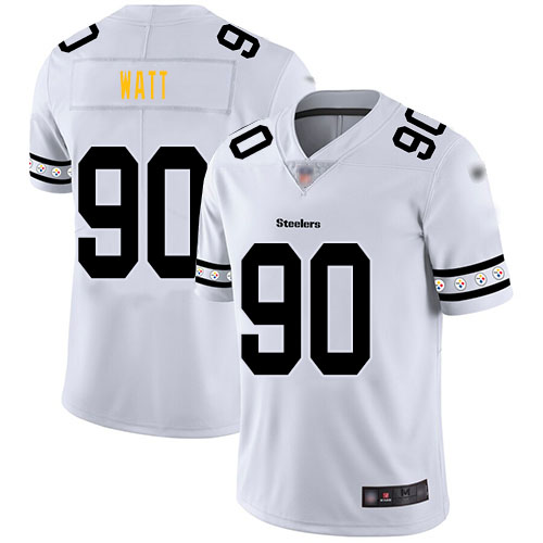 Steelers #90 T. J. Watt White Men's Stitched Football Limited Team Logo Fashion Jersey - Click Image to Close