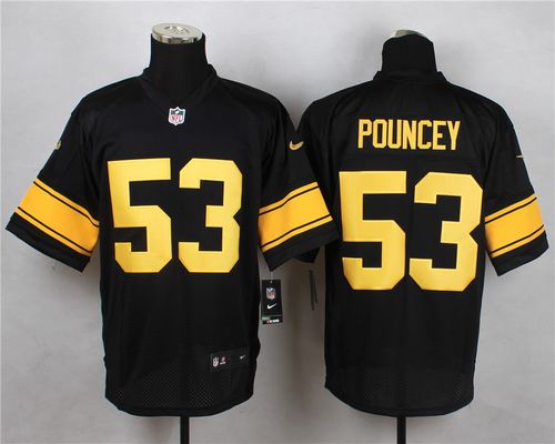 Nike Steelers #53 Maurkice Pouncey Black(Gold No.) Men's Stitched NFL Elite Jersey - Click Image to Close