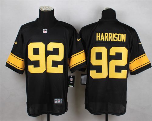 Nike Steelers #92 James Harrison Black(Gold No.) Men's Stitched NFL Elite Jersey