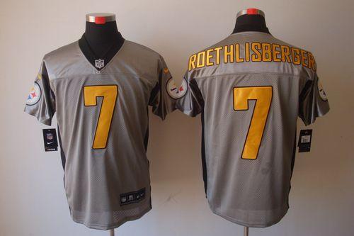 Nike Steelers #7 Ben Roethlisberger Grey Shadow Men's Stitched NFL Elite Jersey