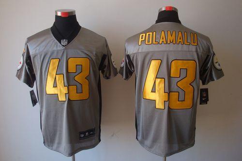 Nike Steelers #43 Troy Polamalu Grey Shadow Men's Stitched NFL Elite Jersey