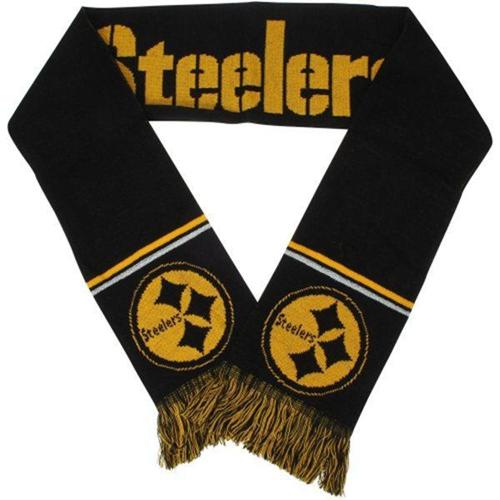 Pittsburgh Steelers Ladies Metallic Thread Scarf Black - Click Image to Close