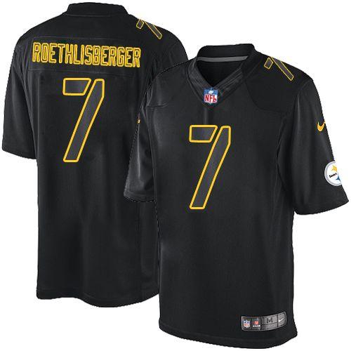 Nike Steelers #7 Ben Roethlisberger Black Men's Stitched NFL Impact Limited Jersey - Click Image to Close