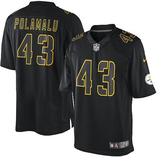 Nike Steelers #43 Troy Polamalu Black Men's Stitched NFL Impact Limited Jersey - Click Image to Close