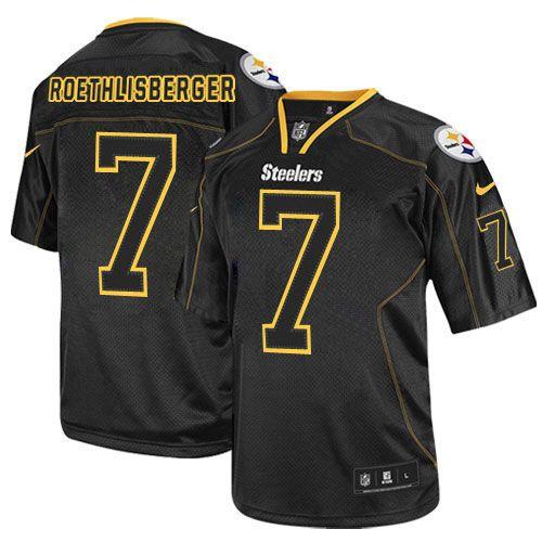 Nike Steelers #7 Ben Roethlisberger Lights Out Black Men's Stitched NFL Elite Jersey - Click Image to Close