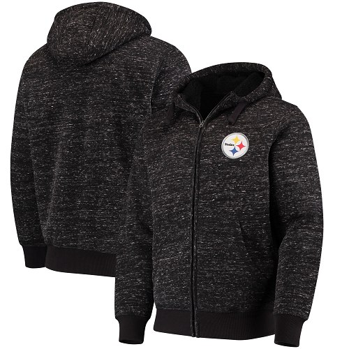 Men's Pittsburgh Steelers G-III Sports by Carl Banks Heathered Black Discovery Sherpa Full-Zip Jacket