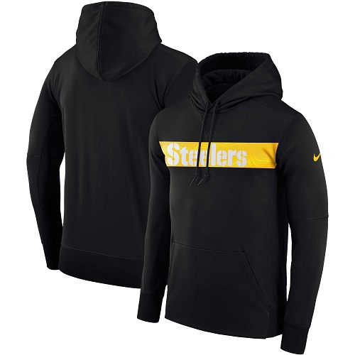 Men's Pittsburgh Steelers Nike Black Sideline Team Performance Pullover Hoodie