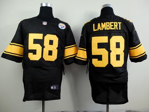 Nike Steelers #58 Jack Lambert Black(Gold No.) Men's Stitched NFL Elite Jersey