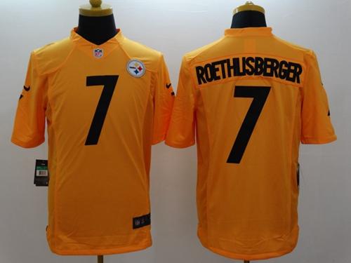 Nike Steelers #7 Ben Roethlisberger Gold Men's Stitched NFL Limited Jersey - Click Image to Close