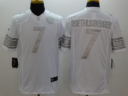 Nike Steelers #7 Ben Roethlisberger White Men's Stitched NFL Limited Platinum Jersey